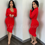 Laura Red Ribbed Dress