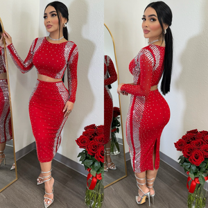 Amaya Red Studded 2PC Set